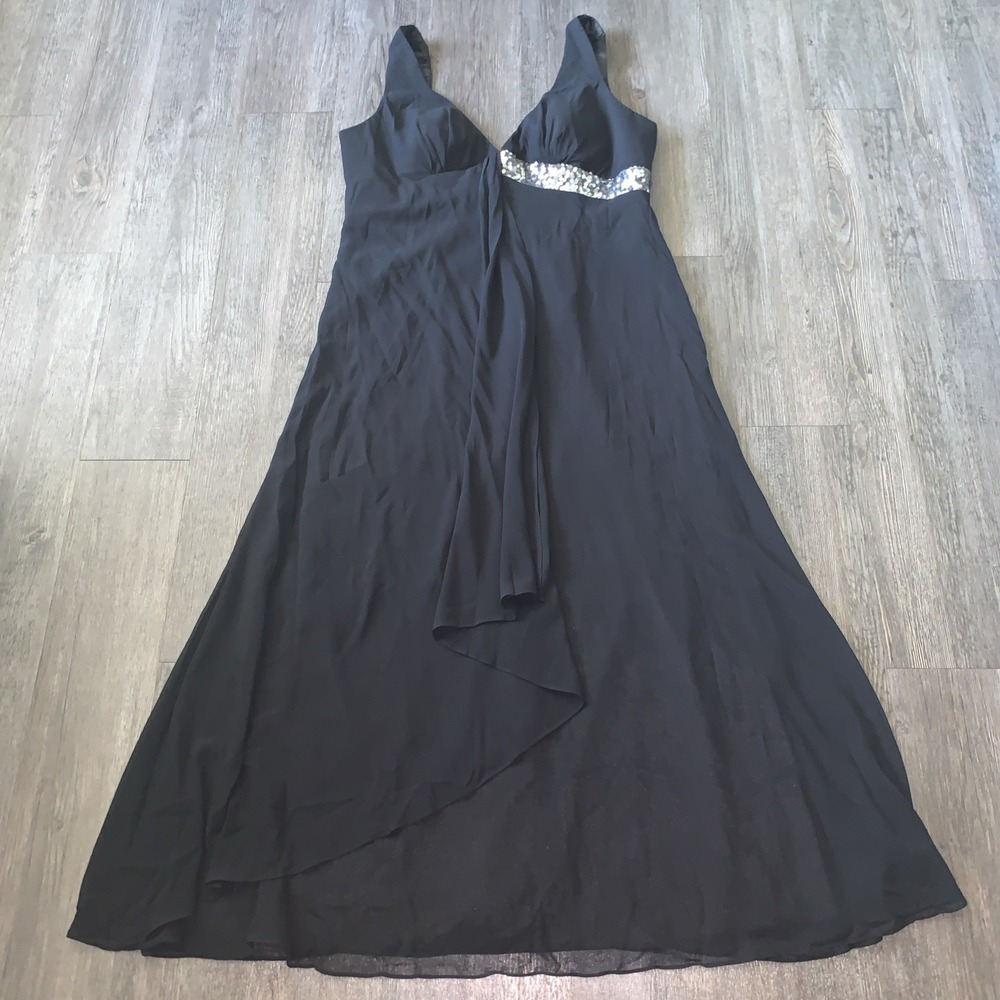 Ever Pretty Womens Black Sequin Empire Waist Maxi Formal Dress Size 16